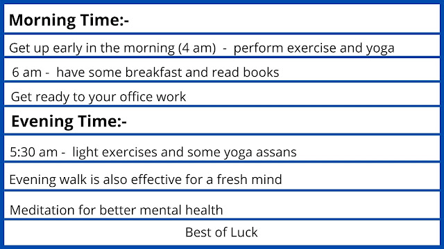 Exercise : Time table for exercise