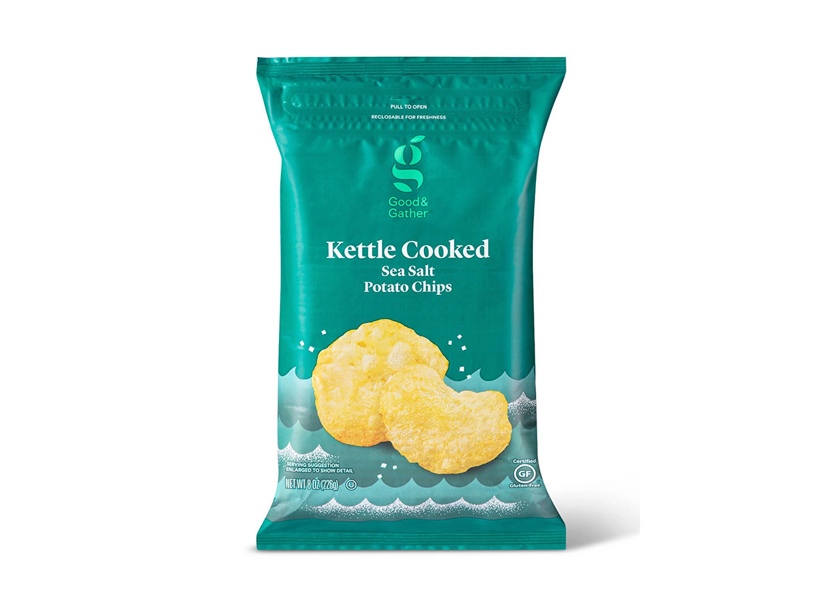 bag of target good and gather kettle cooked potato chips