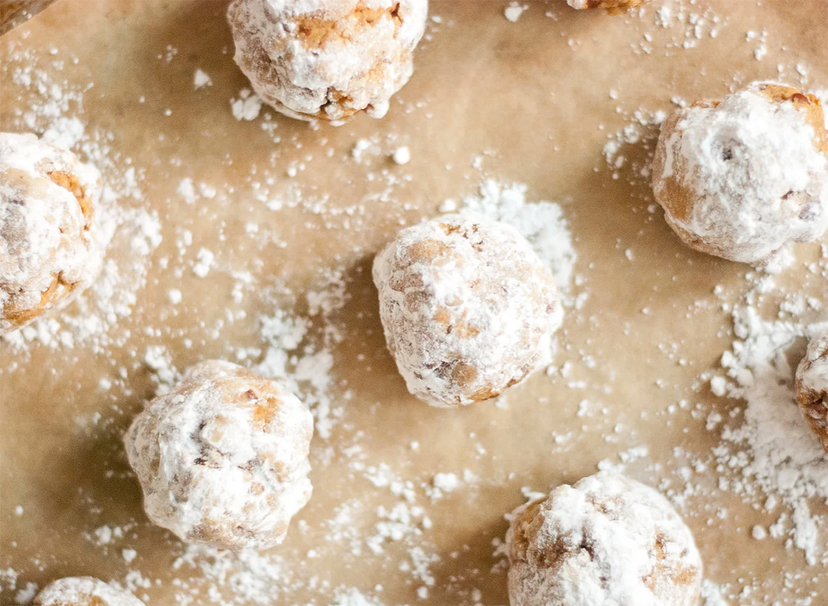 pumpkin pecan polvorones on baking sheet