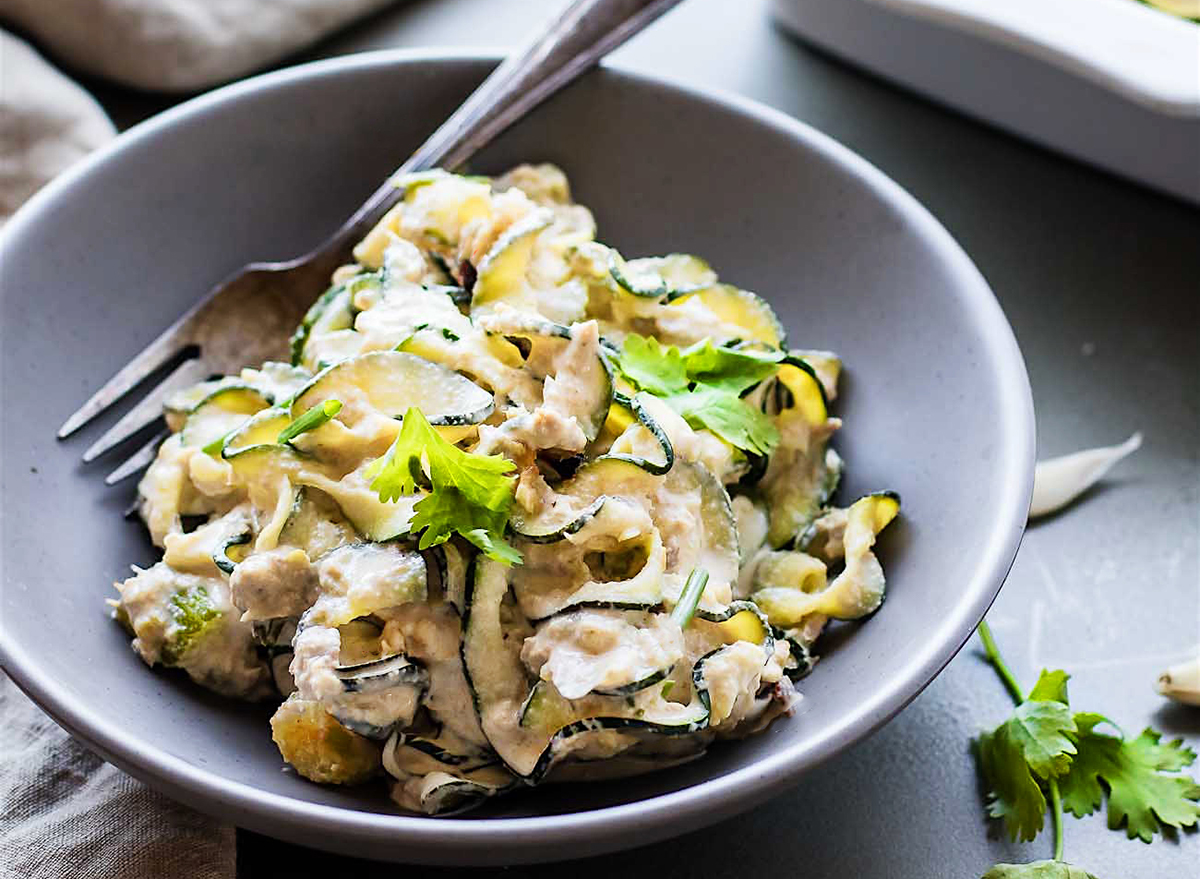 tuna green chile zoodle casserole