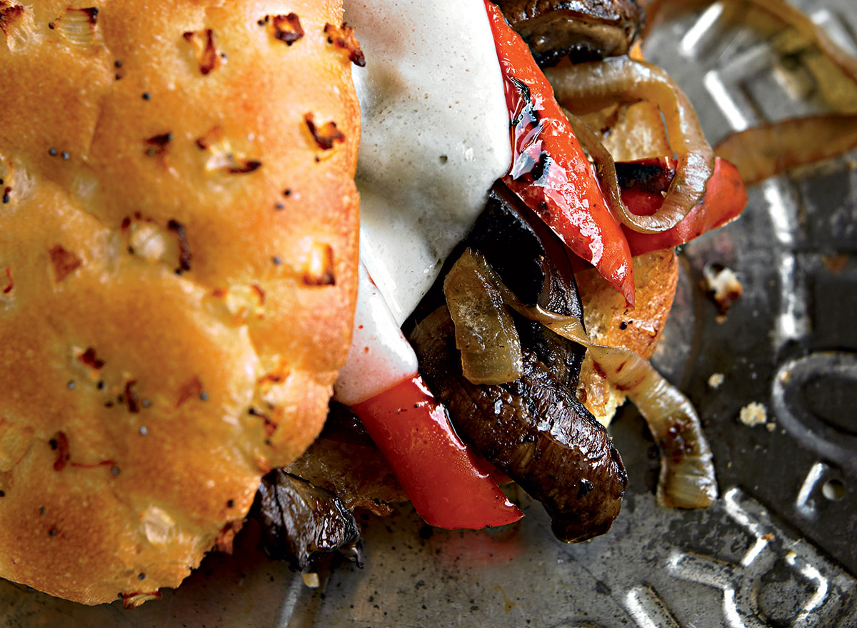 Healthy portobello cheesesteak