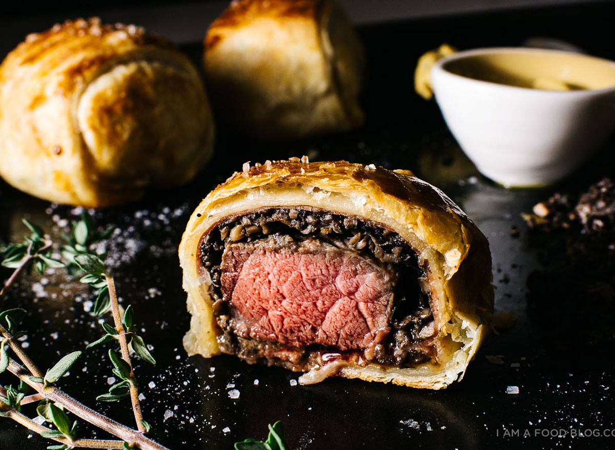 mini beef wellington on platter