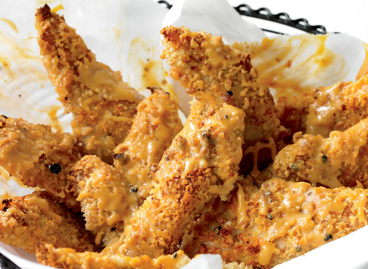 Gluten-free chicken fingers with chipotle honey