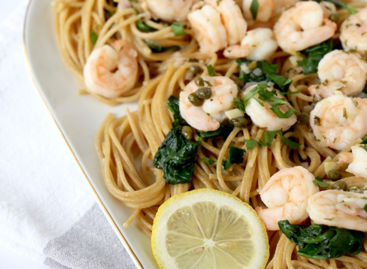 lemon garlic spaghetti with shrimp and spinach