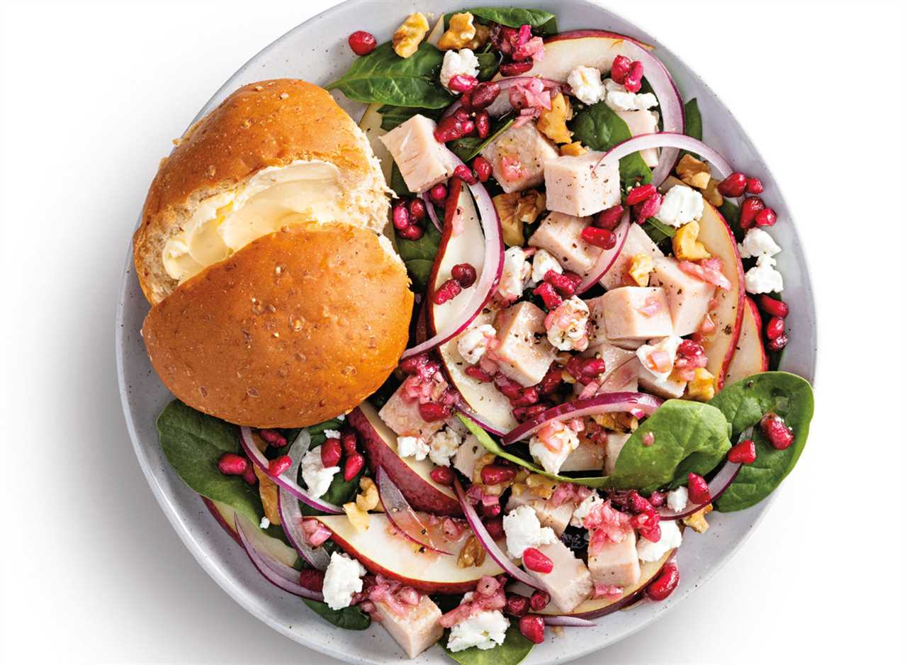 turkey, walnut, and pomegranate salad