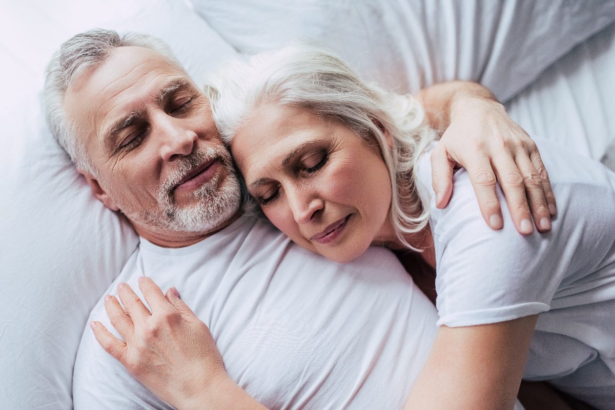 older couple sleeping peacefully