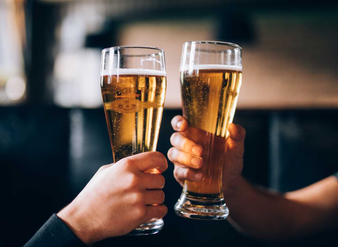 two men toasting beer