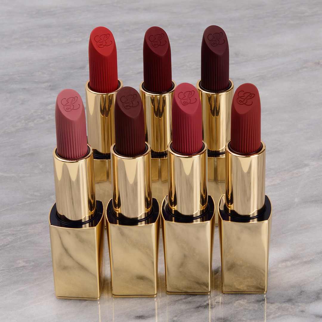 Estee Lauder Pure Color Lipsticks (2023) - Creme and Matte Swatches (x15)