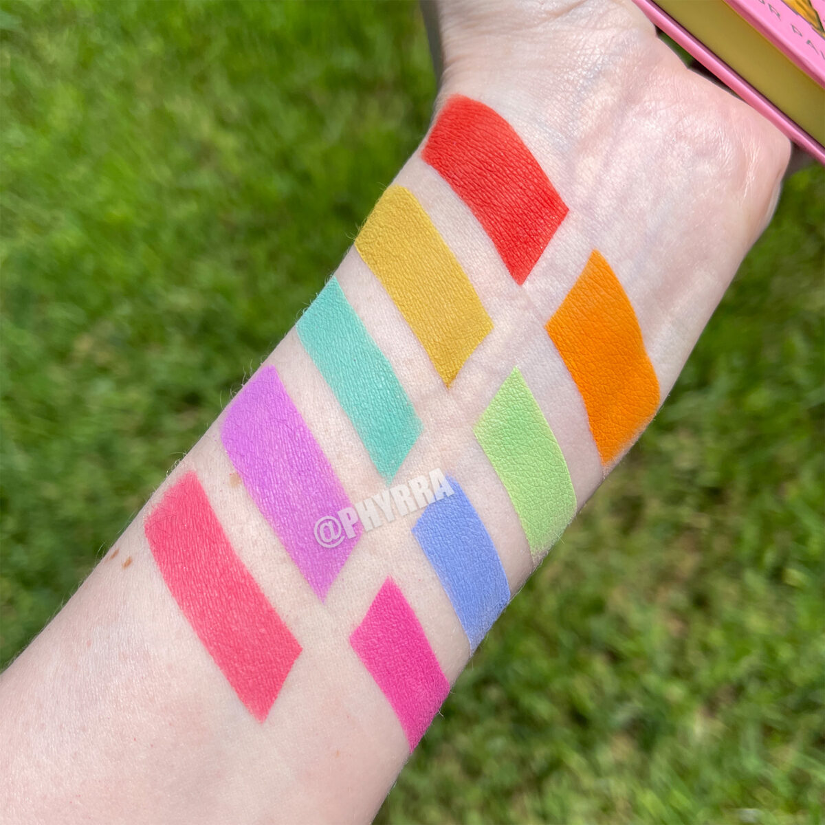 Sugarpill Fun Size Swatches on fair skin
