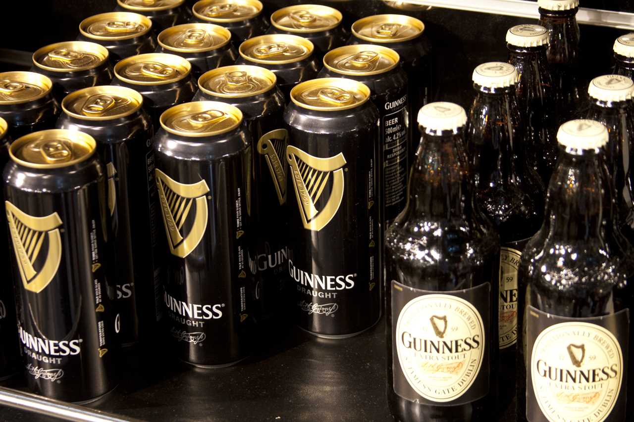 bottles and cans for Guinness