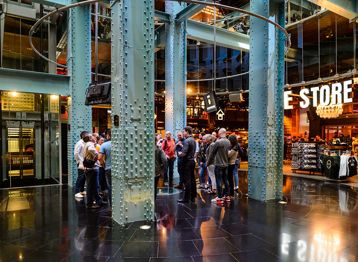 guinness store tour group in lobby
