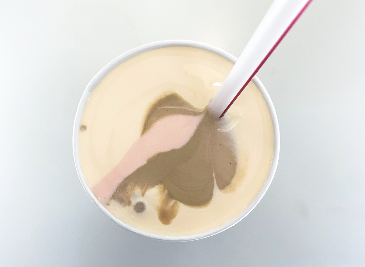Neapolitan shake from In-n-Out with chocolate, vanilla, and strawberry flavors