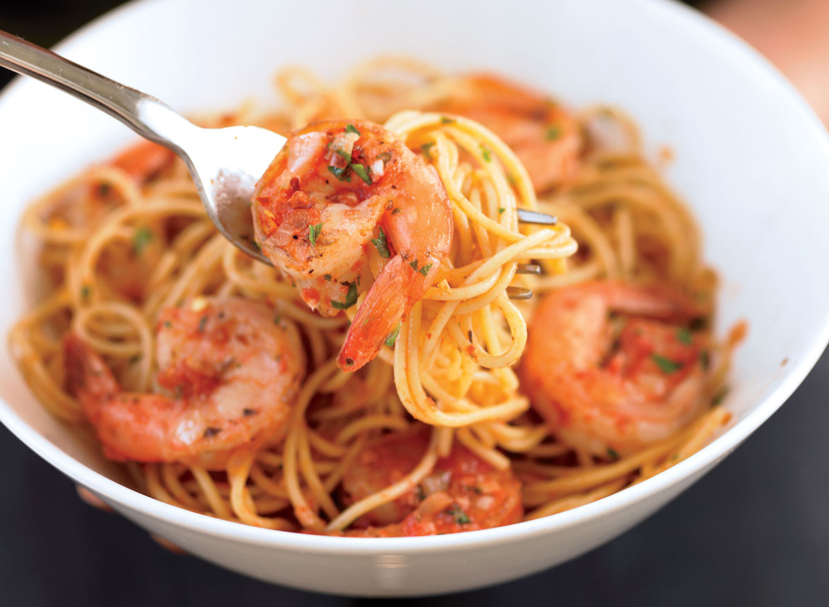 Healthy shrimp fra diavolo