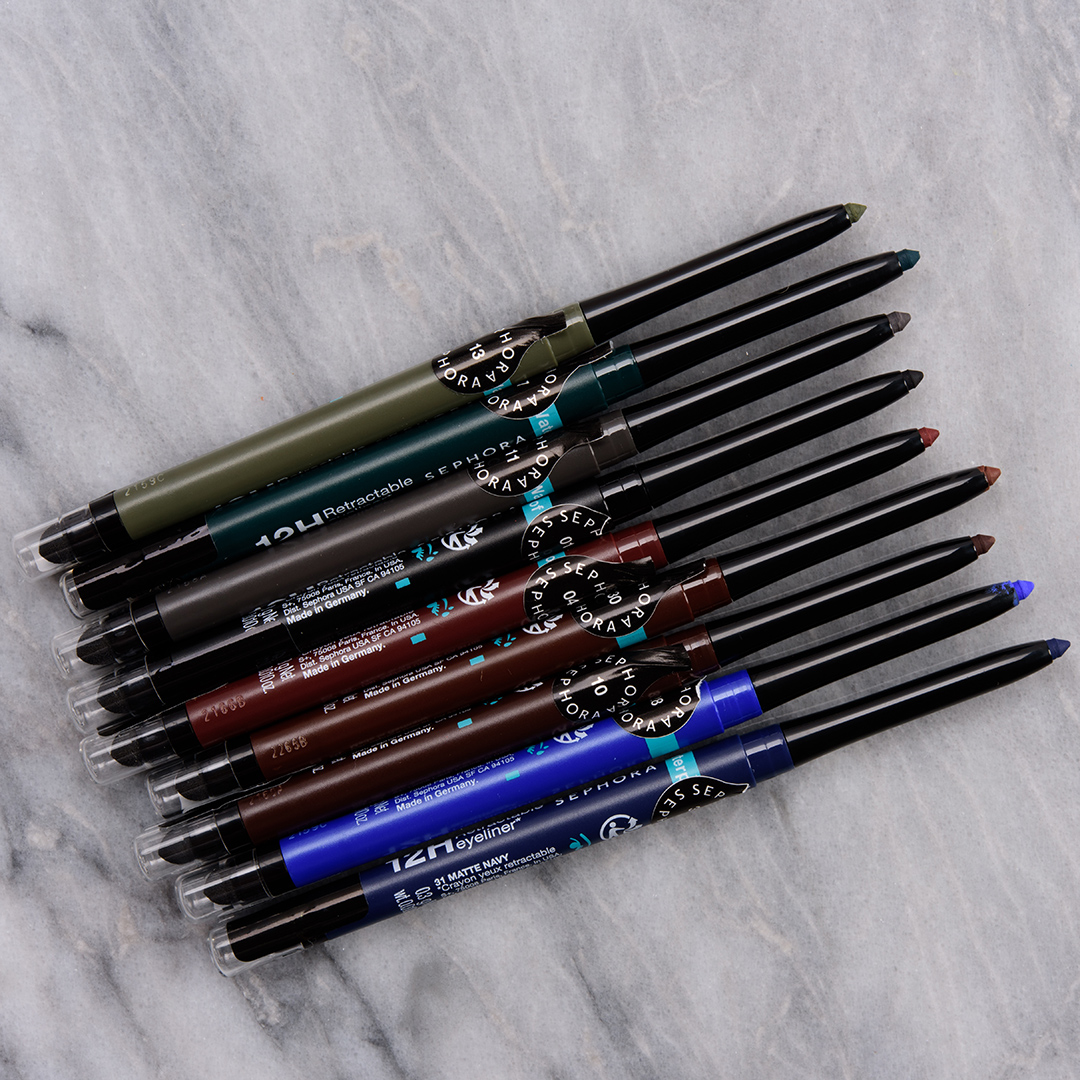 Sephora 12HR Retractable Eyeliner Pencil Swatches