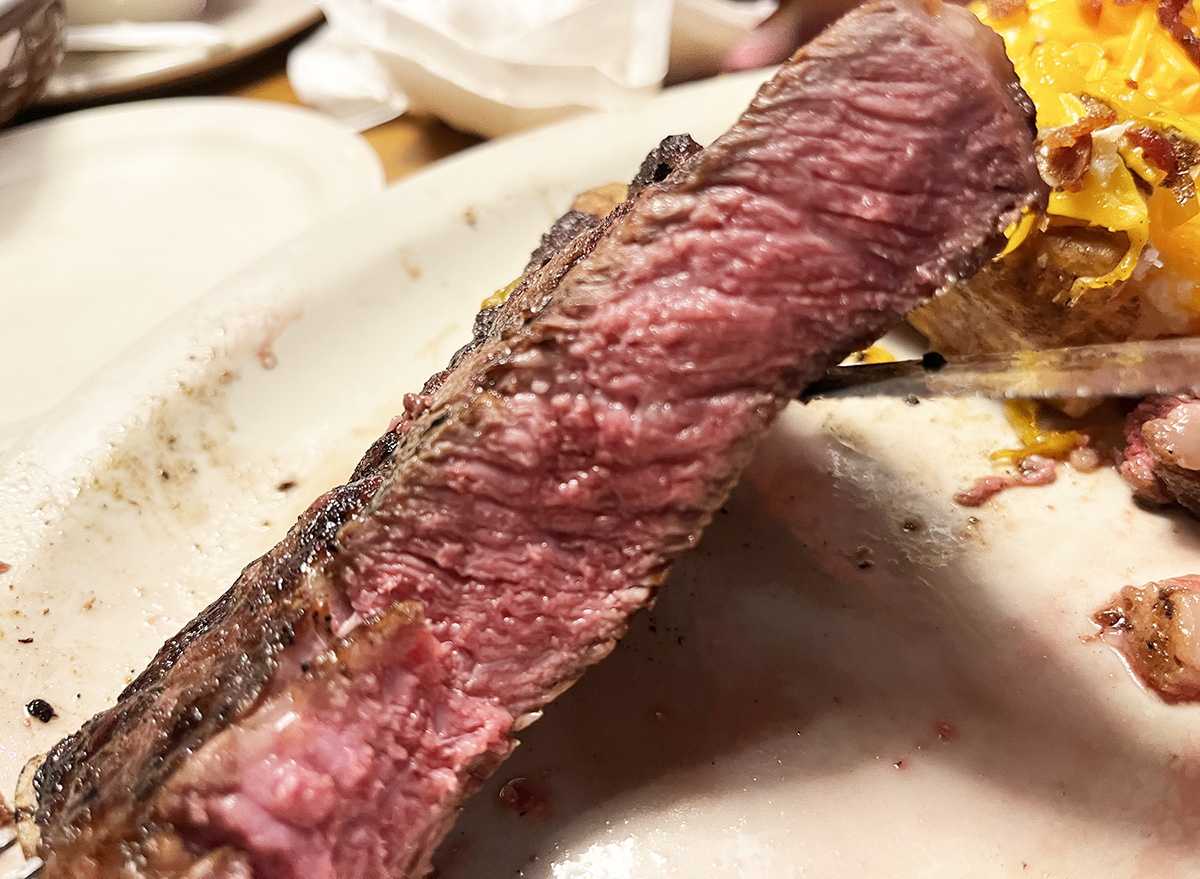 Inside view of the bone-in ribeye at Texas Steakhouse