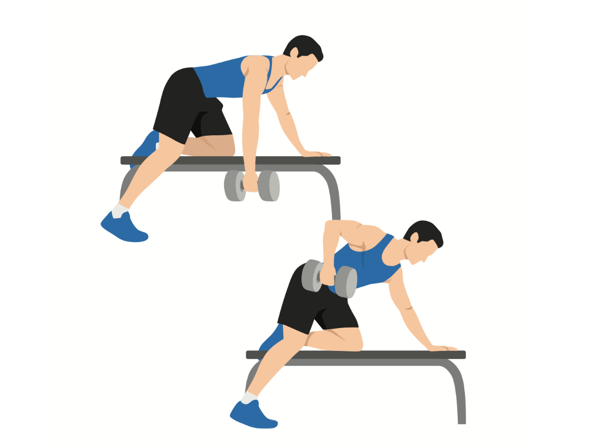 illustration of man doing dumbbell row