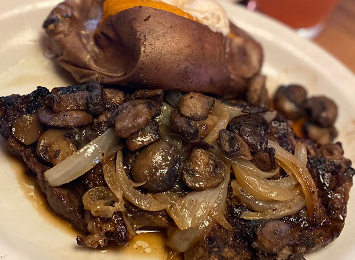 texas roadhouse steak smothered in mushrooms and onions