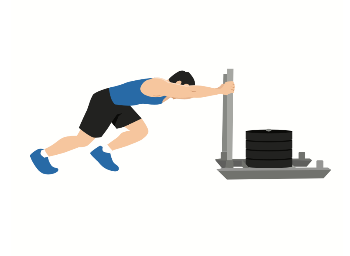 sled push illustration exercise, strength exercises for men to lose weight