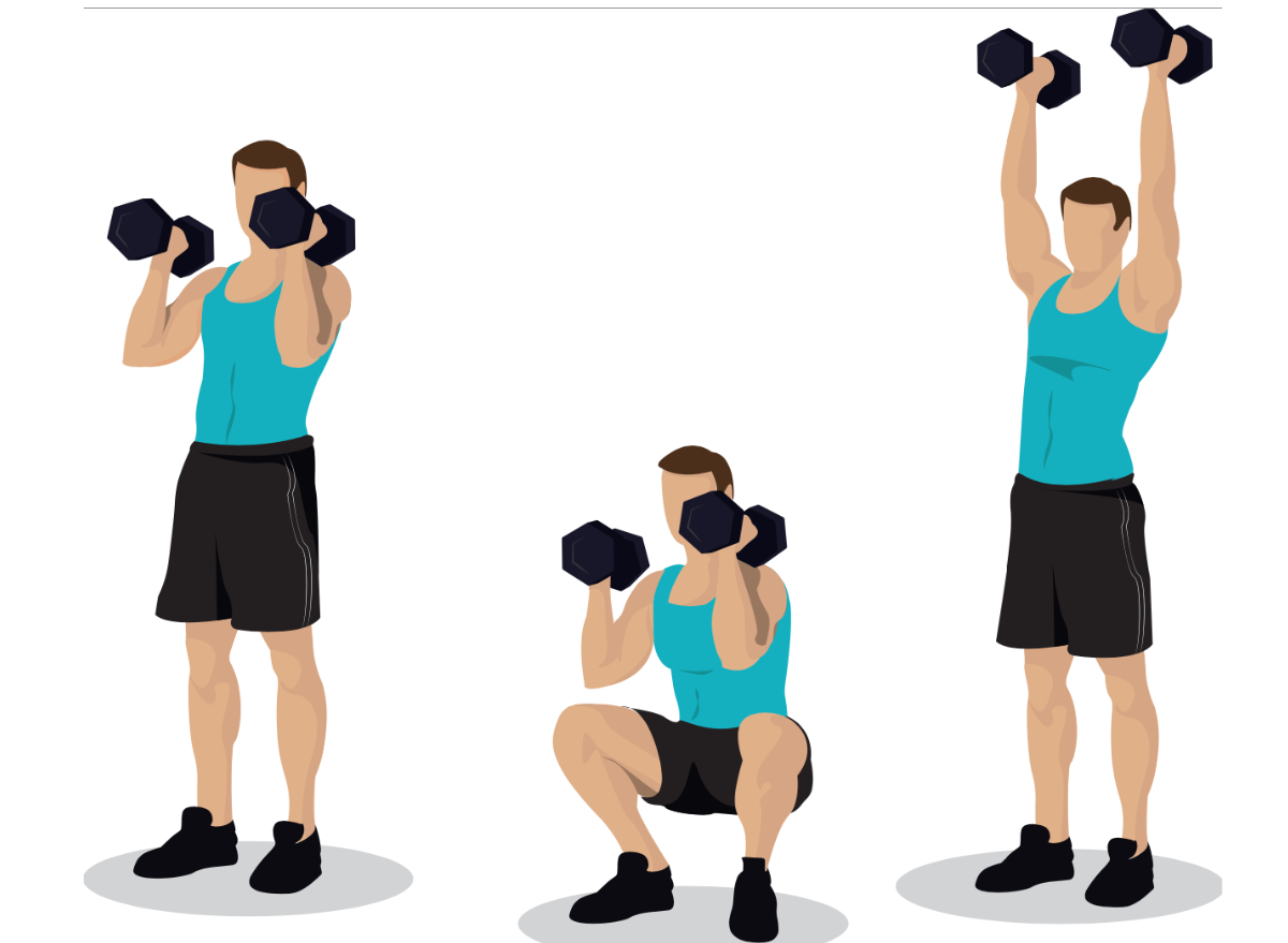 dumbbell squat to press thrusters