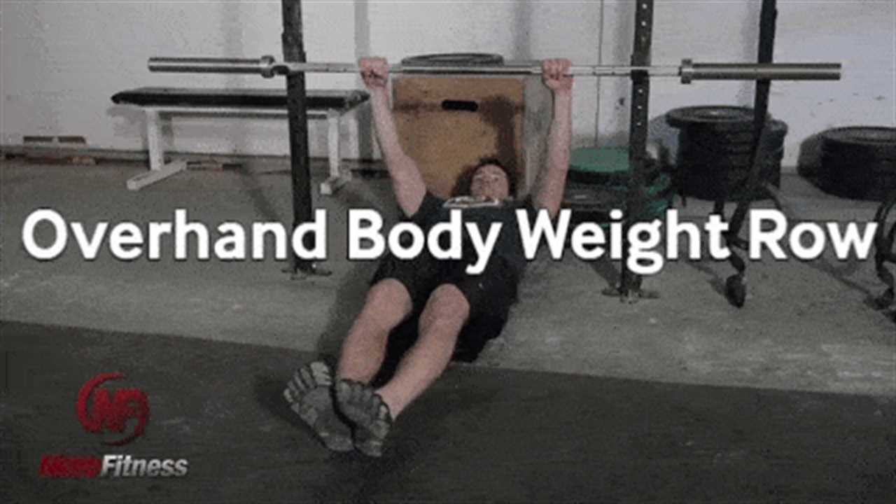 Alternate between an overheand and underhand bodyweight row.