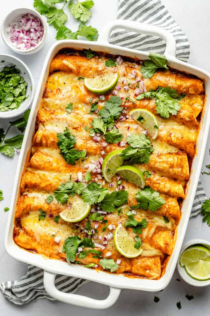 enchiladas in casserole dish