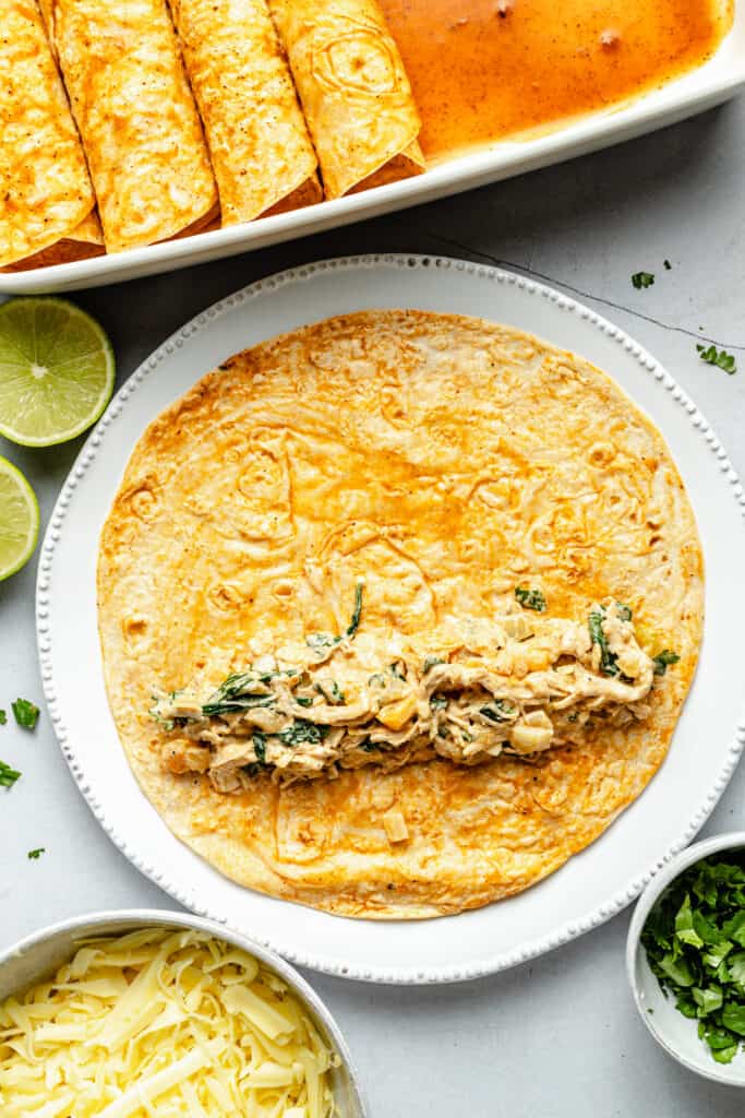 filling on tortilla