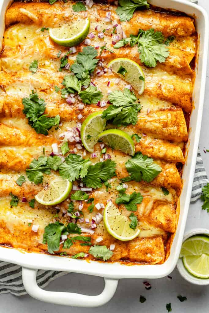 enchiladas in casserole dish