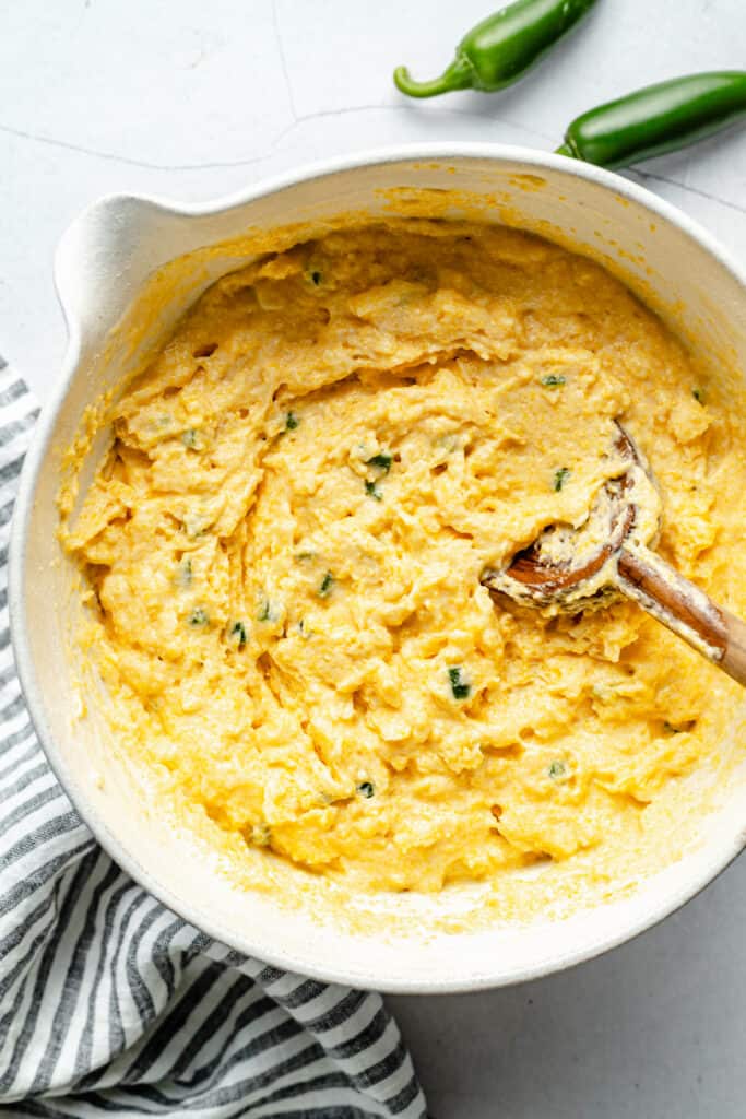 cornbread batter in bowl 