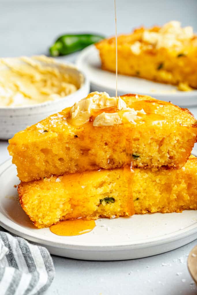 slices of cornbread on a plate