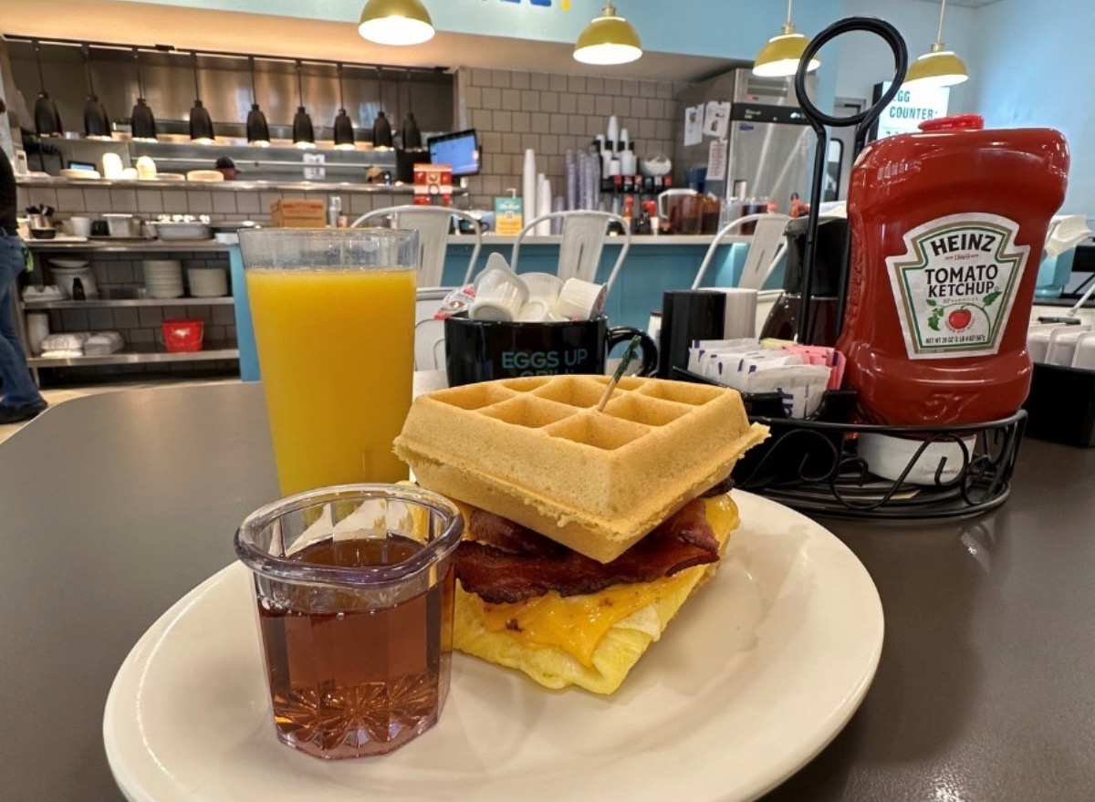 eggs up grill waffle sandwich