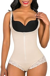 SHAPERX Shapewear for Women Tummy Control Fajas Colombianas Body Shaper Zipper Open Bust Bodysuit