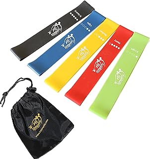 Fit Simplify Resistance Loop Exercise Bands with Instruction Guide and Carry Bag Set of 5